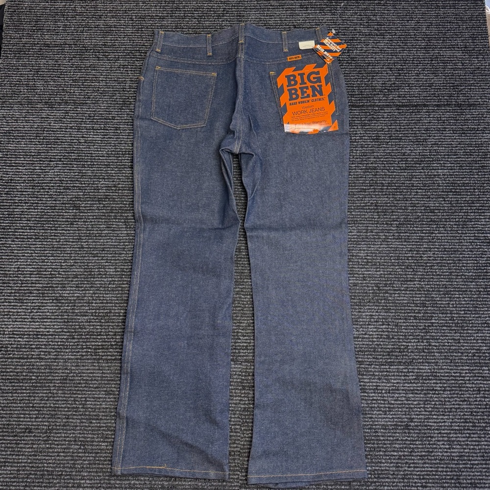 Vintage Big Ben Jeans Men 36x29 Dark Blue Raw Denim Western Work 70s USA Made